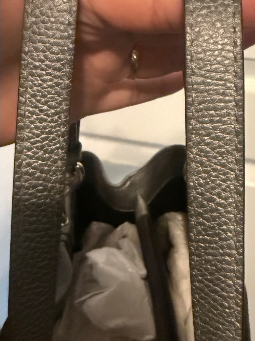 Classic Gray Leather Tote Bag - Picture 10 of 11